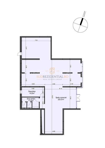 Spatiu comercial 223 mp, vitrina 13 ml, acces dublu, Bd. Metalurgiei - 1
