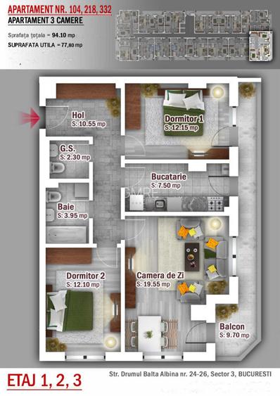 Apartament 3 Camere finalizare mai 7 minute METROU Anghel Saligny | 0% Comision! - 4