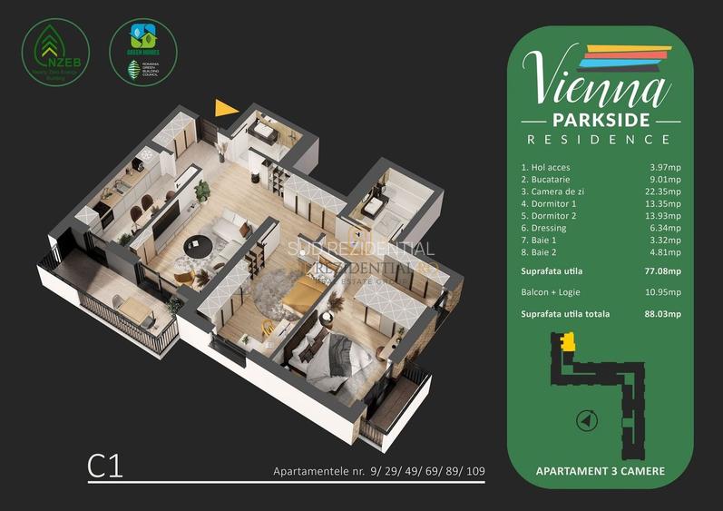 Apartament 3 camere, decomandat, panouri fotovoltaice - Metalurgiei - 1
