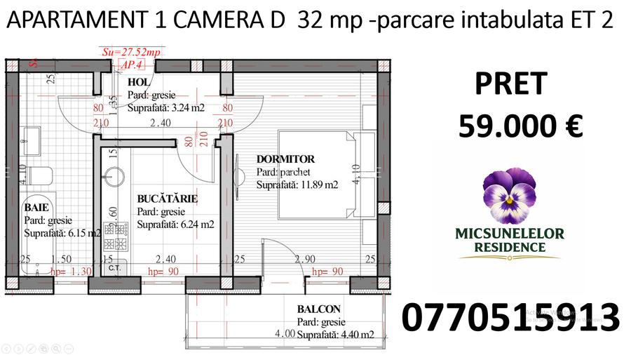 INTABULAT - Apartament 1 camera D 32 mp  parcare intabulata Lunca Cetatuii - 2