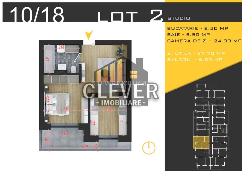 Garsoniera Dubla, Compartimentare Inteligenta, zona Pallady - 1