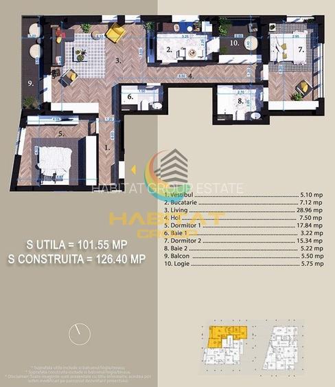 Pallady 3 camere 90 mp + terasa 11 mp langa Parcul Teilor - 2