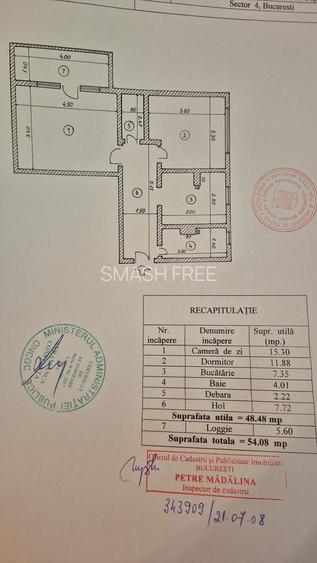 Apartament cu 2 camere 54,08 mp bloc an 1987 Tineretului comision 0% - 1