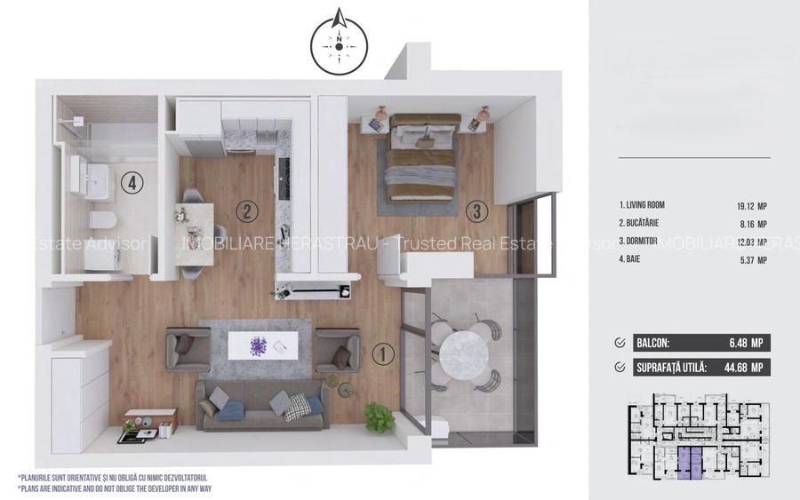 Apartament 2 camere Aviației | 52 mp | 15 min Promenada - 1