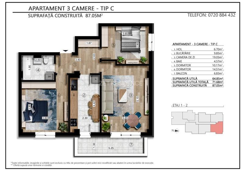 Apartament 3 camere , Direct  Dezvoltator - 2