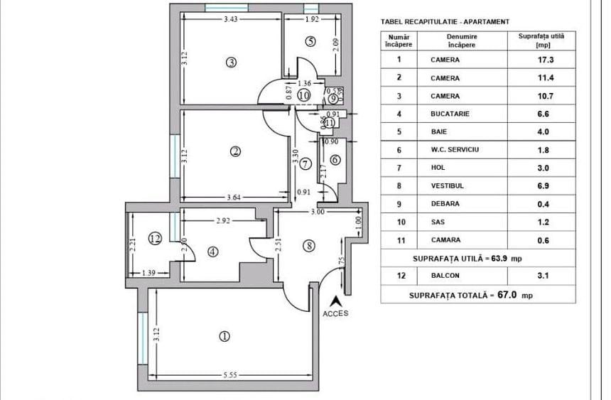 Apartament 3 camere decomandat – zona Rahova