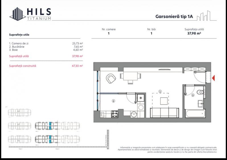 Garsoniera / Hils Titanium Faza 2 / 10 minute Metrou / Comision 0%