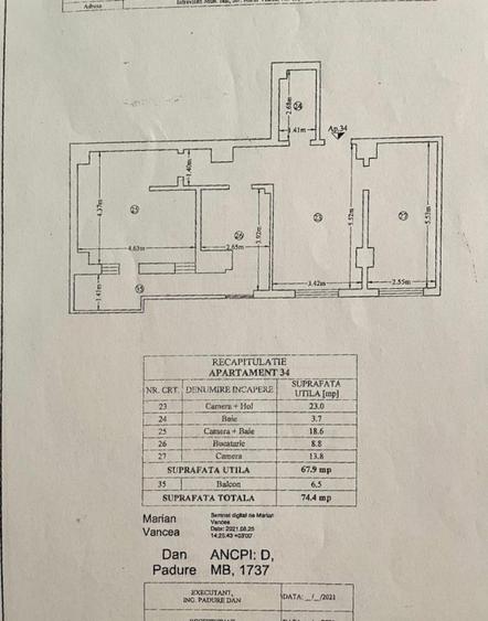 Apartament 3 camere-etaj intermediar-loc de parcare