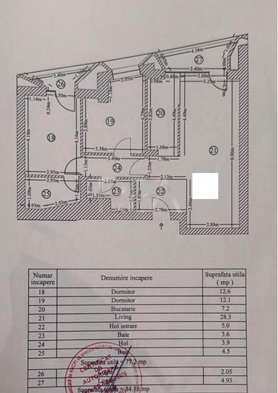 3 camere Barbu Văcărescu decomandat, centrală, et. 2