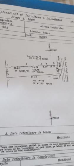 Teren Bazosu Vechi 25e mp 1100mp