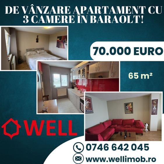 De vânzare apartament cu 3 camere în Baraolt!