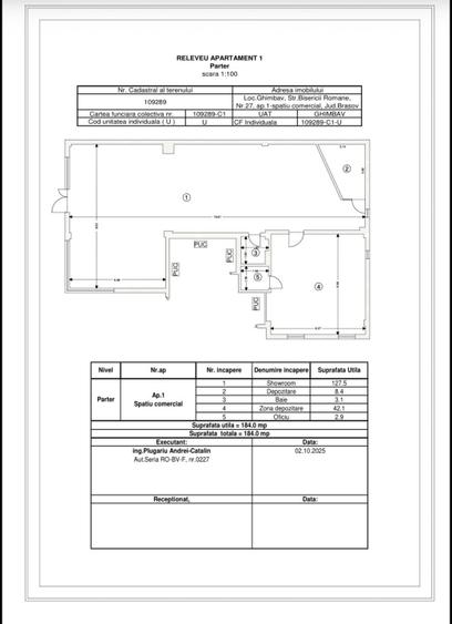 Spatiu comercial 184 mp - Ghimbav - pretabil showroom/ cabinet / birouri