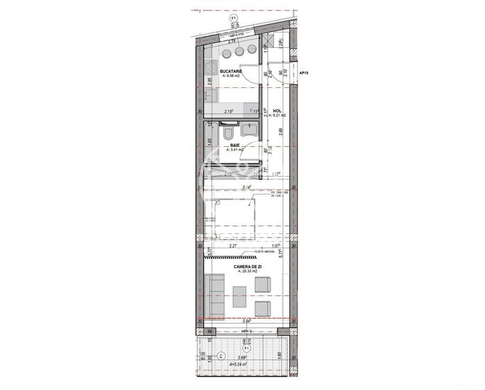 Garsoniera decomandată, aer conditionat, la cheie - clasa energetica A