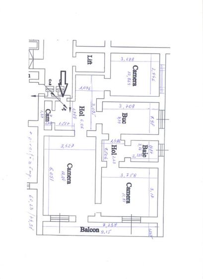 Apartament cu 3 camere, 60 mp, Dambu Pietros