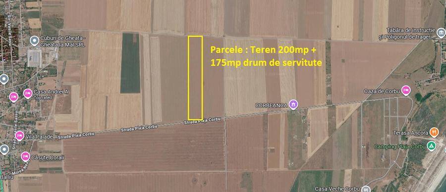 Corbu | Teren extravilan-intravilan din 2027 | 2 km dist Plaja Corbu