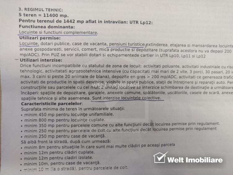 Teren construibil, intravilan 1442, extravilan 9958, front 33 ml, Apahida