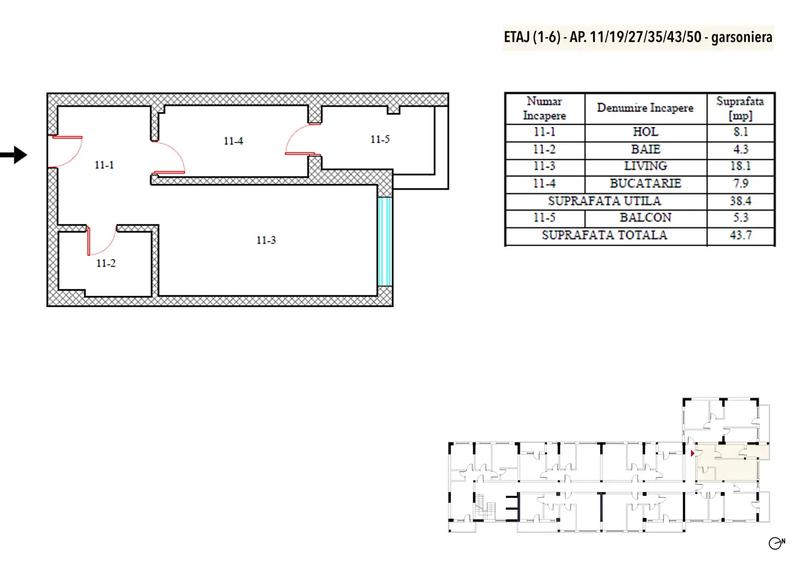 Garsoniera, 44mp, decomandata, centrala proprie, bloc nou, Platinum