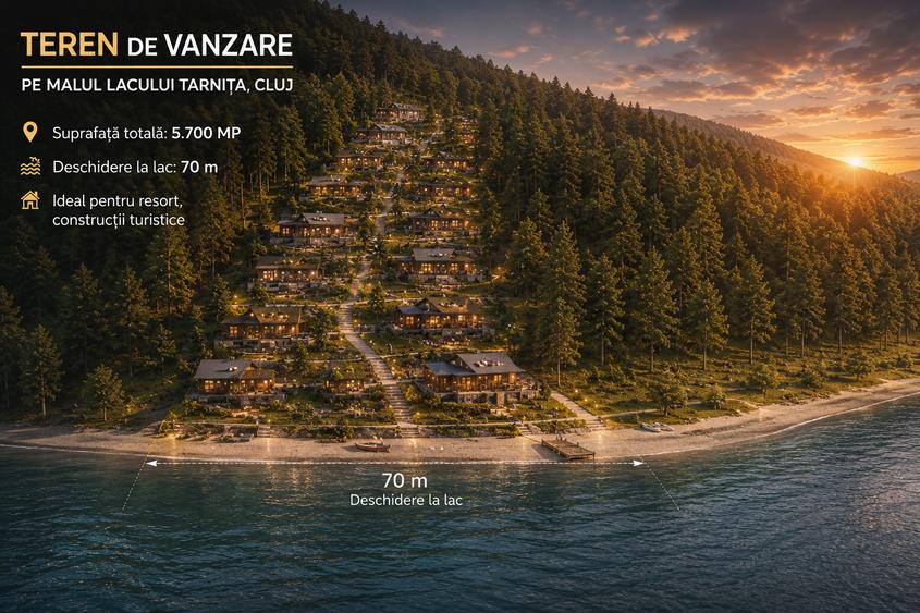 De vânzare - Teren de 5.723 mp cu 70m deschidere la Lacul Tarnița