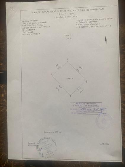 Teren Unirea Odobesti-1000 mp