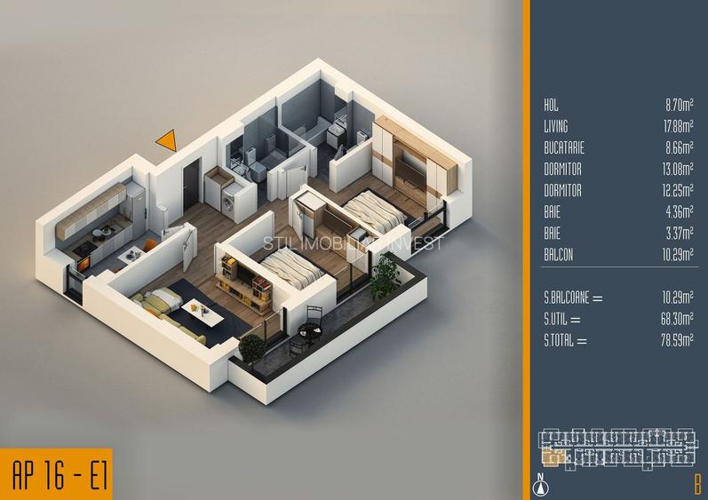Apartament 3 camere decomandat,Cel mai mic pret,Pallady rezidential - 5