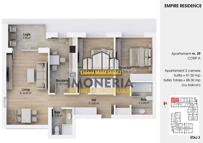 Empire Tornadei 2 – 0% Comision – 3 camere spațioase, 101 mp total - 5