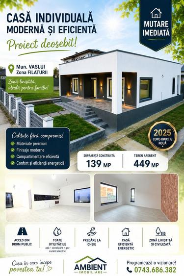 CASĂ individuală, cu teren 450 mp, LA CHEIE, VASLUI-zona FILATURII;