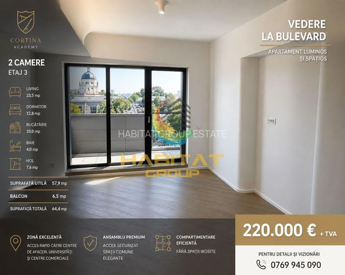 Vânzare apartament 2 camere - Cotroceni | Cortina Academy | 64 mp - 2