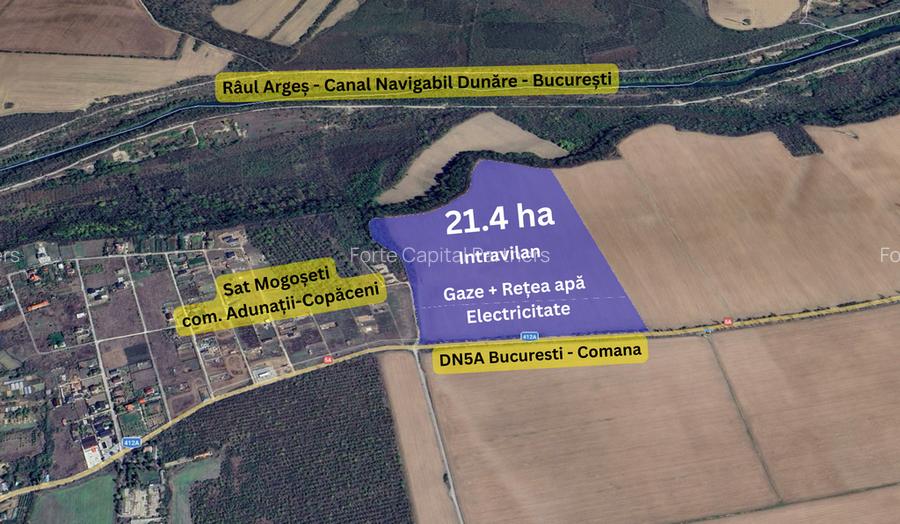 Teren Intravilan 21.4 ha – Acces Direct DN5A – In Sudul Bucurestiului