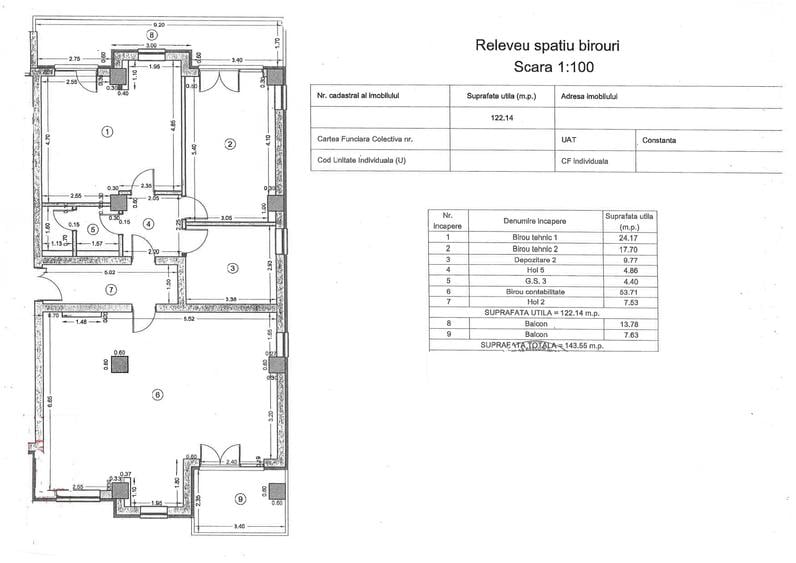 Spatiu birouri, renovat 2026, 144 mp., 4 locuri de parcare