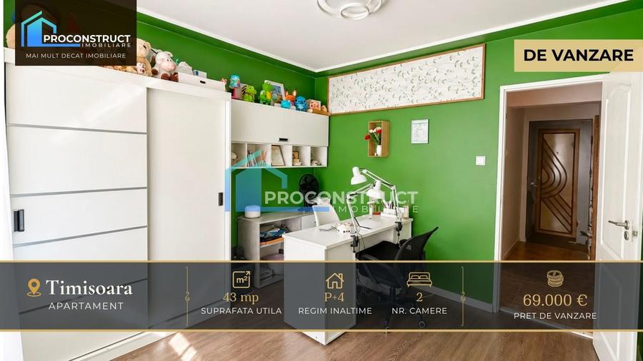 Apartament cu 2 camere de vanzare | Iosefin | 43 mp | 69.000 €