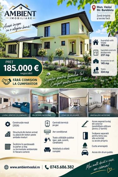 CASA individuală P+1E cu teren 334 mp, VASLUI - zona KAUFLAND;