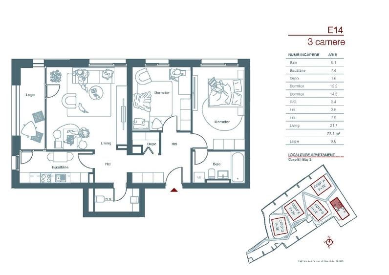 3 camere într-un ansamblu exclusivist P+3, cu spații verzi și curte privată