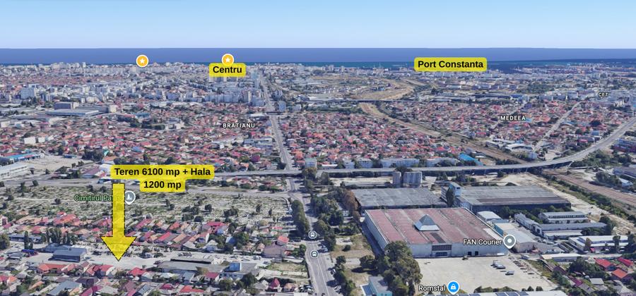 Teren 6100 mp platforma betonata in Constanta intrare de pe A2 Bd. IC Bratianu