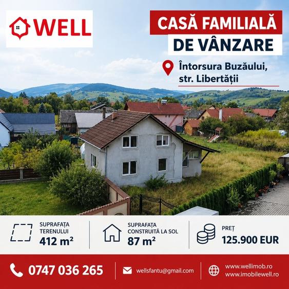 Casă familială de vânzare în orașul Întorsura Buzăului, pe strada Libertății!