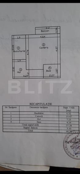 Apartament 1 cameră, 40 mp total, zona Nicolina