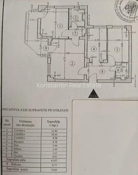 Apartament 3 camere, 64 mp utili, centrală proprie, etaj 9/10, Pantelimon