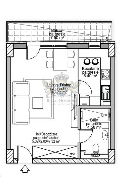 Garsoniera Modern, 44 Mp,Finalizat, Tractorul-Mall-Coresi