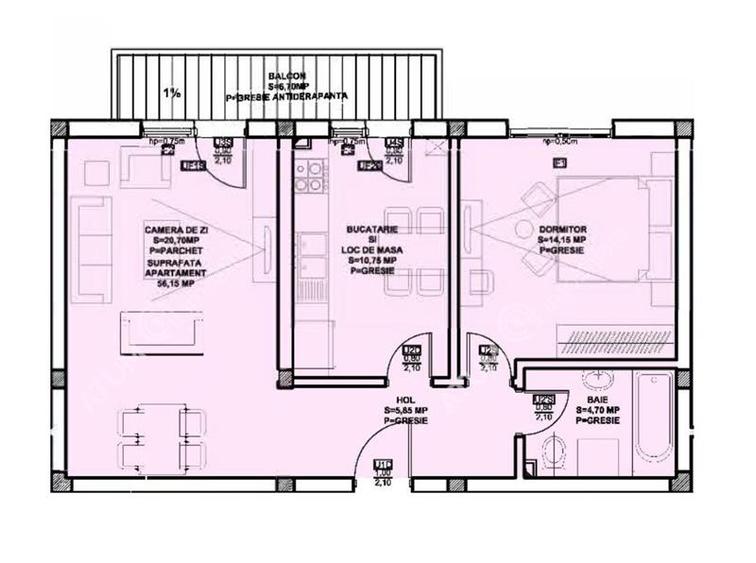 Apartament cu 2 camere decomandate si balcon zona Doamna Stanca
