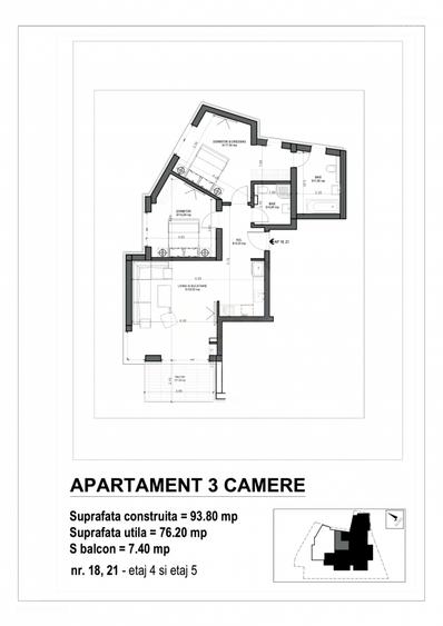 3 camere | Ultracentral Dacia-Mosilor | 76 mp | 2 bai | Etaj 4