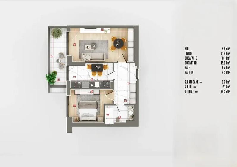 Apartament 2 Camere Decomandat mutare imediata in ansamblu premium