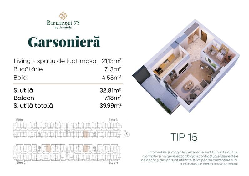 Garsonieră - Ansamblu nou - Direct dezvoltator