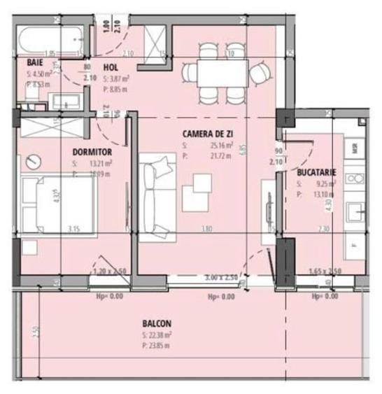 Apartament 2 camere și terasă încălzire prin pardoseală Campus