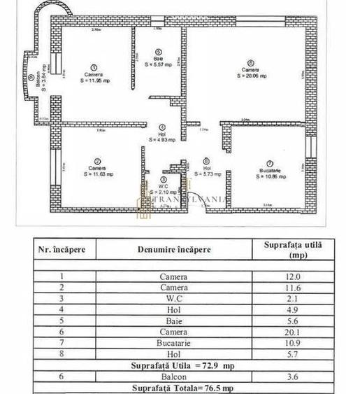 Apartament 3 camere decomandat, Terezian