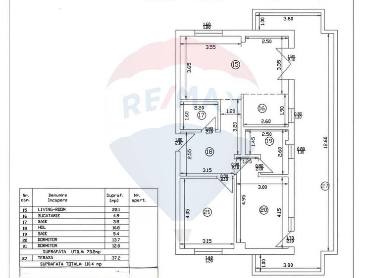 De vanzare Penthouse 3 camere - Terasa 37 mp, incalzire in pardoseala