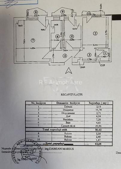 2 camere decomandat | Unirii | Bloc 1994 | 56,43 mp utili |