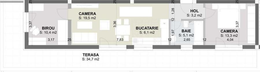 Apartament cu 3 camere, terasă de 35 mp, Sânnicoară.