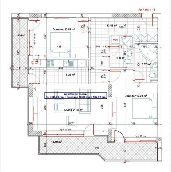 13 Septembrie | Top Residence | 3 Rooms | Double Balcony