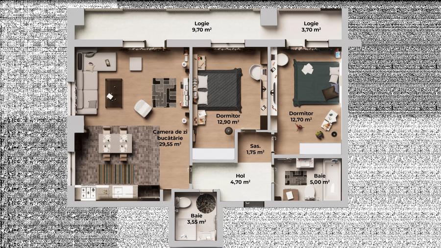 Apartament 3 camere nou - Calea Surii Mici