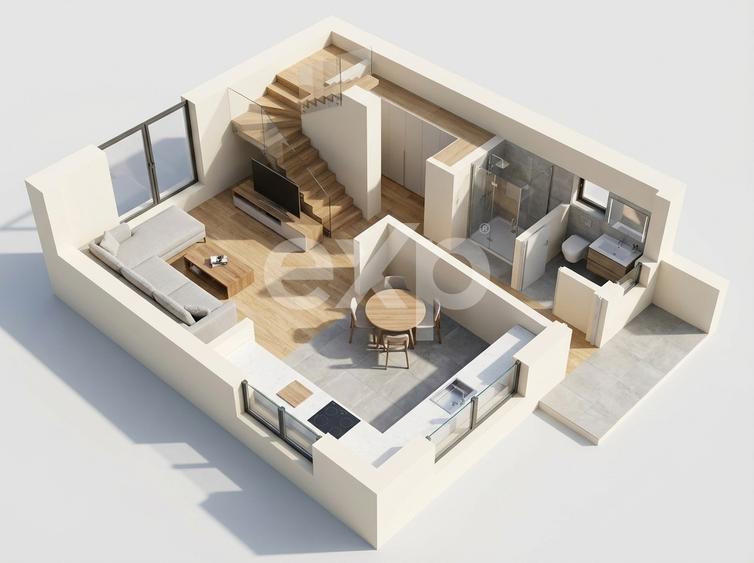 Apartament tip Duplex cu 4 camere și curte individuală de aproximativ 200 mp