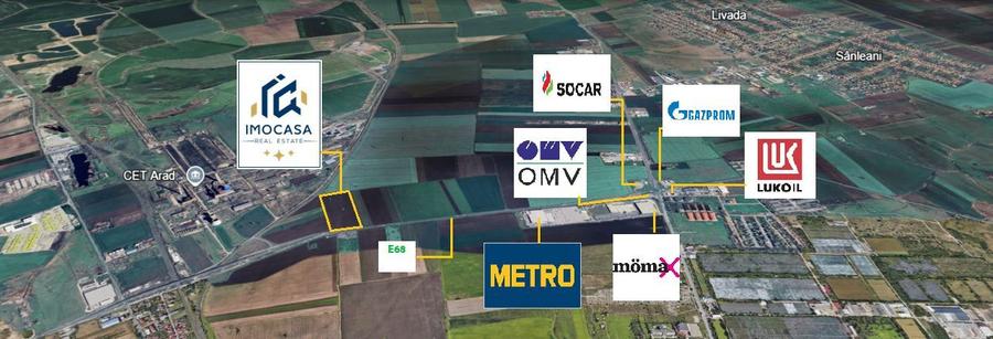 De vânzare teren extravilan 45.127 mp, Centura Arad, Metro/Momax/OMV.